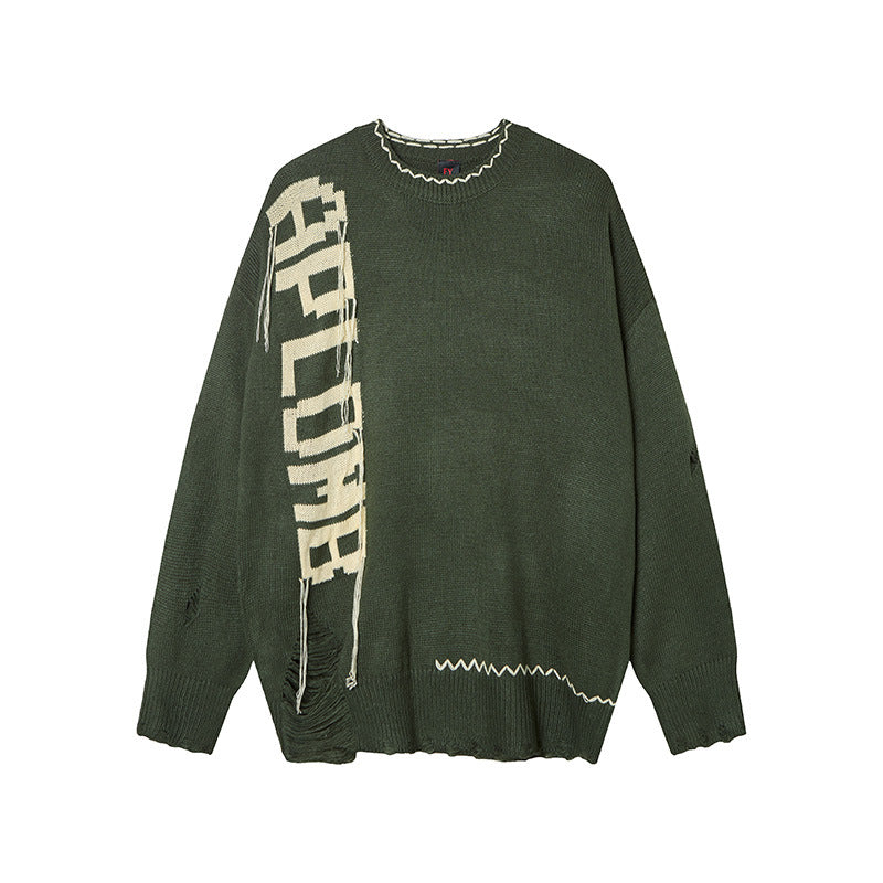 Vertical letter tassel sweater