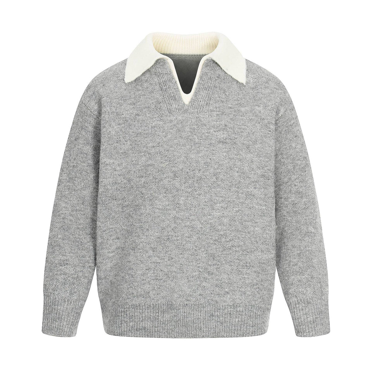 Casual Two-Piece Turn-Down Collar Commuter High-Quality Loose Knit Sweater