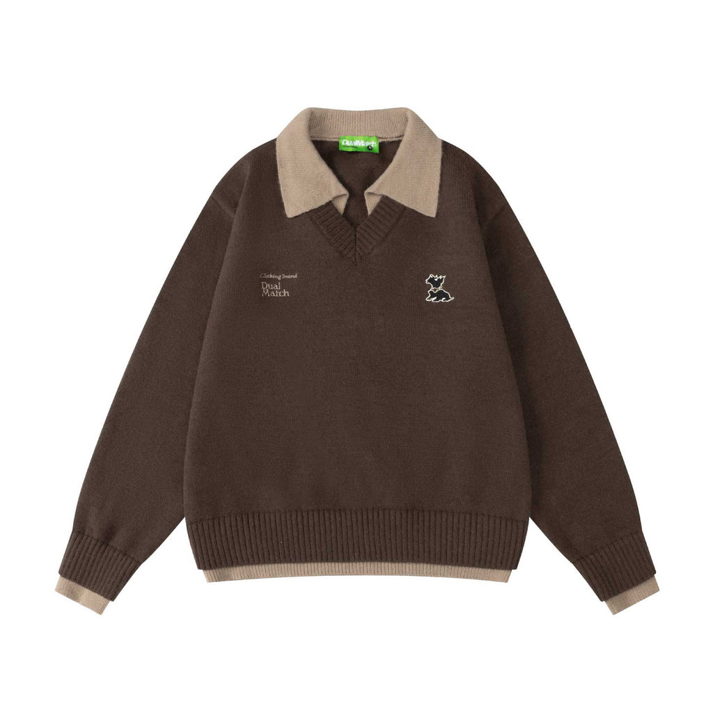 Two fake sweaters with collars