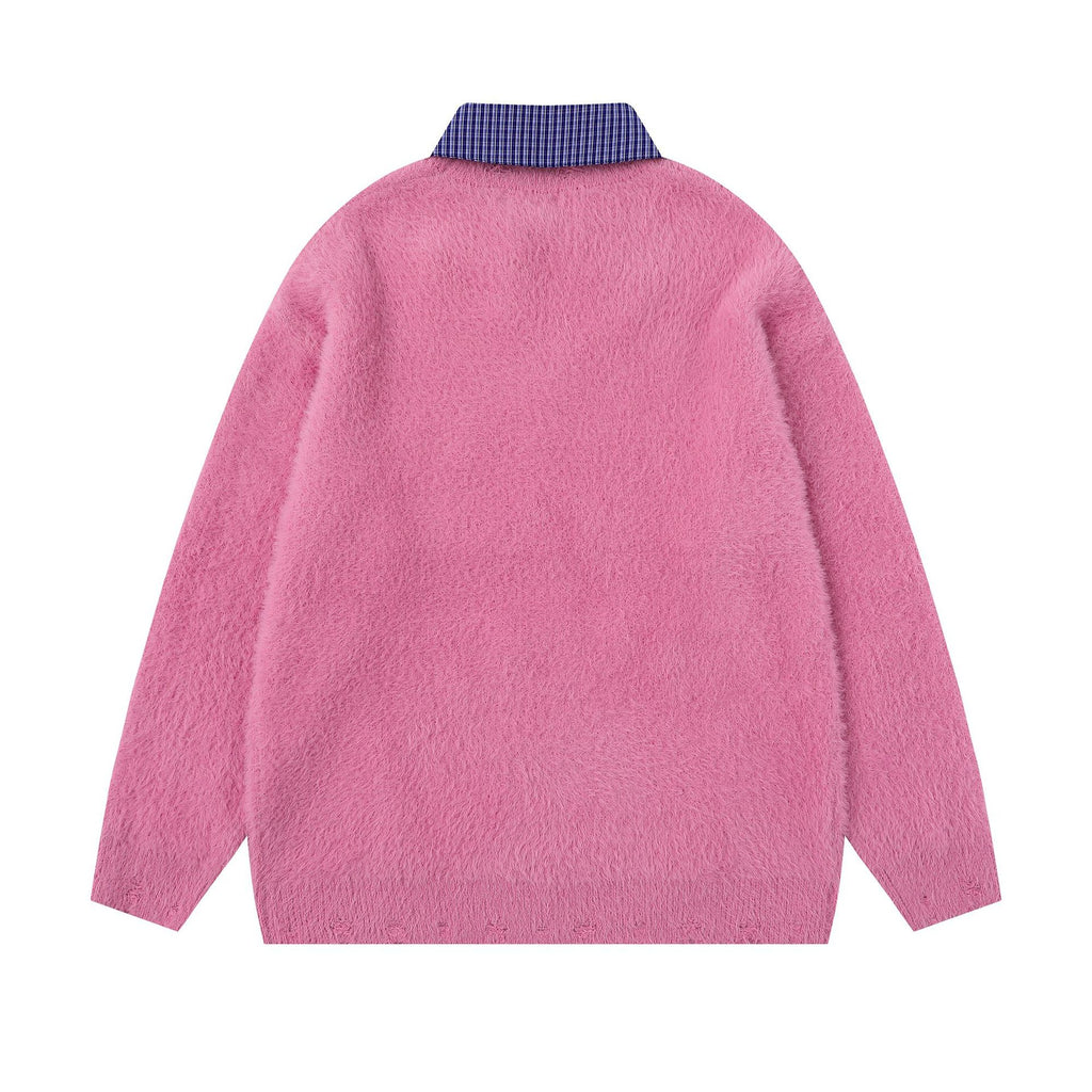 Detachable shirt collar sweater