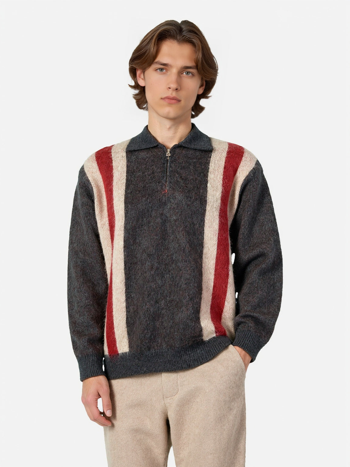Collar long sleeved sweater
