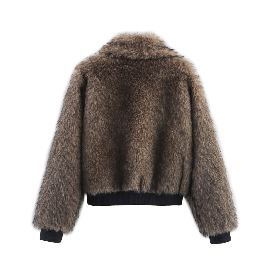 Artificial fur patchwork jacket