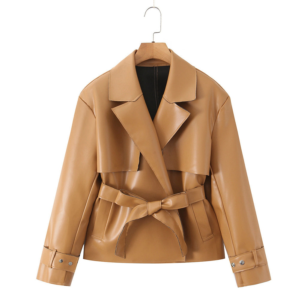PU leather short jacket and leather jacket