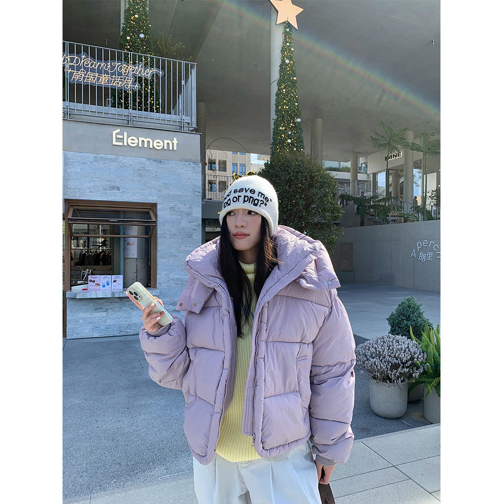 Hooded cotton jacket, women's bread jacket, warm jacket