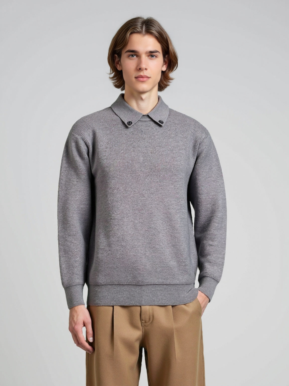 Collar long sleeved woolen man