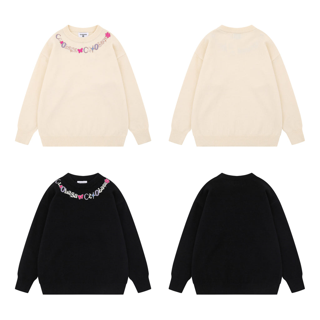Collar letter pattern sweater