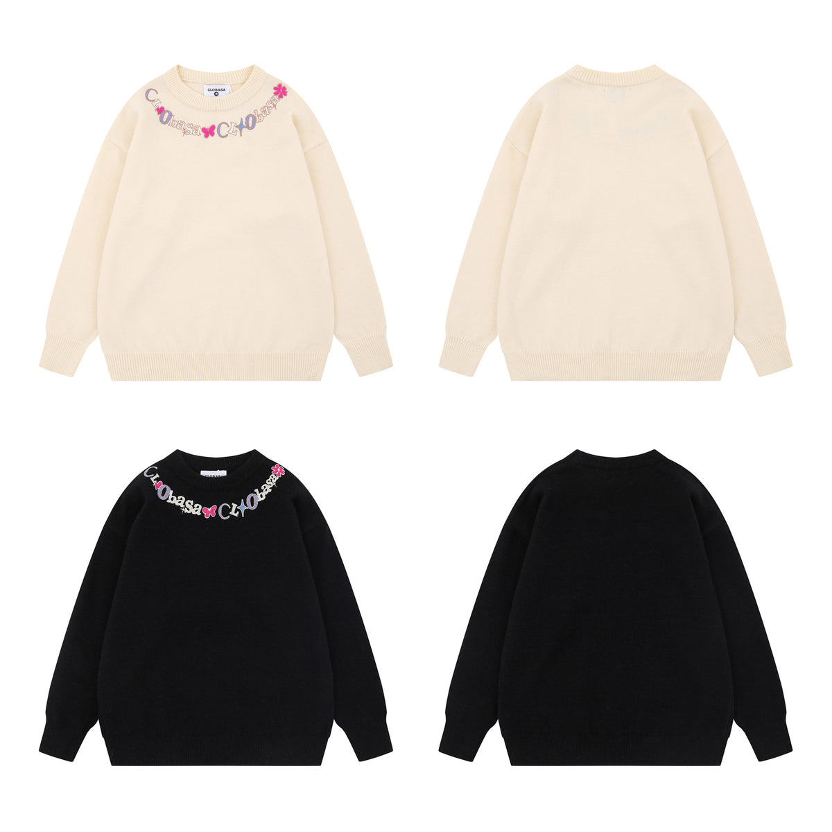 Collar letter pattern sweater