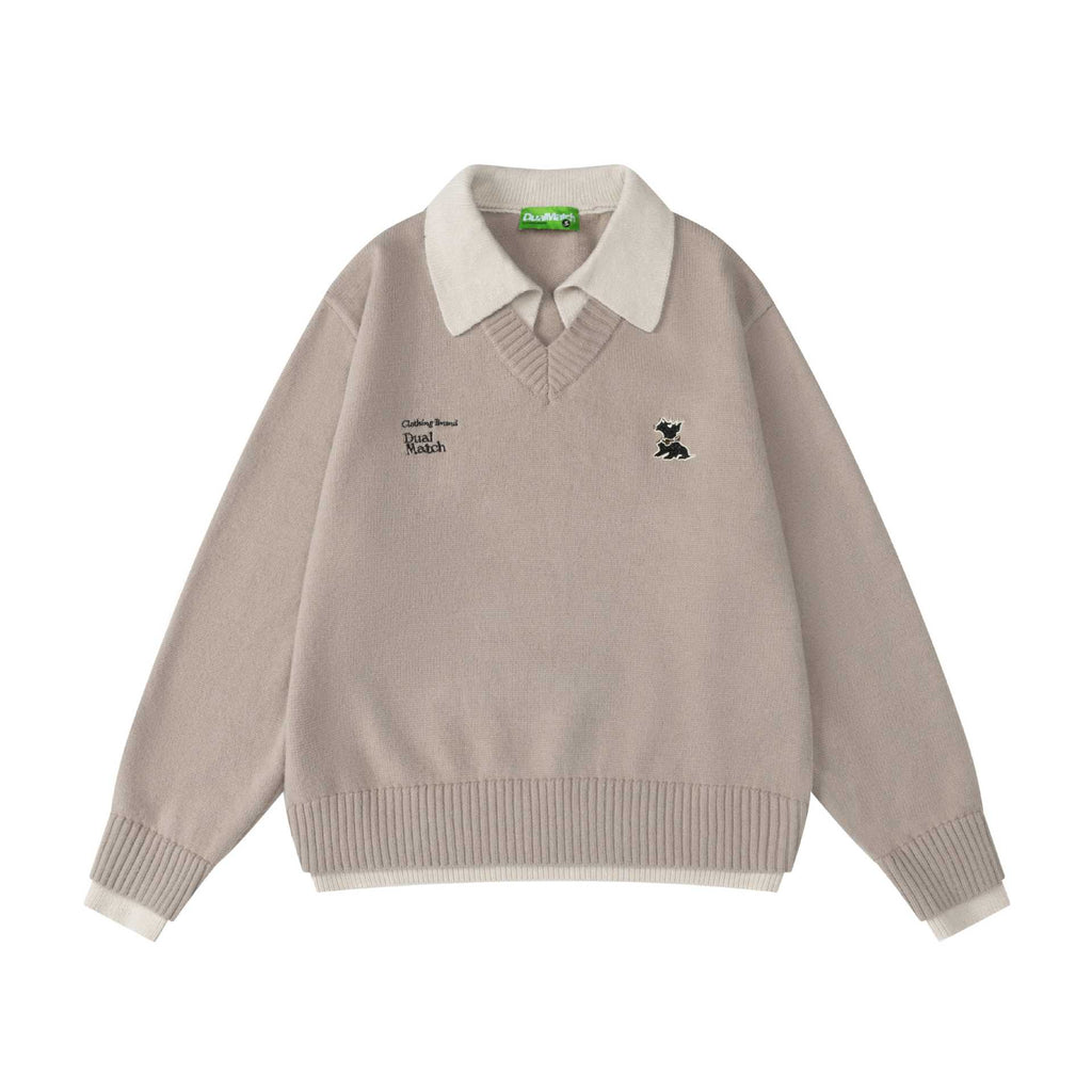 Two fake sweaters with collars