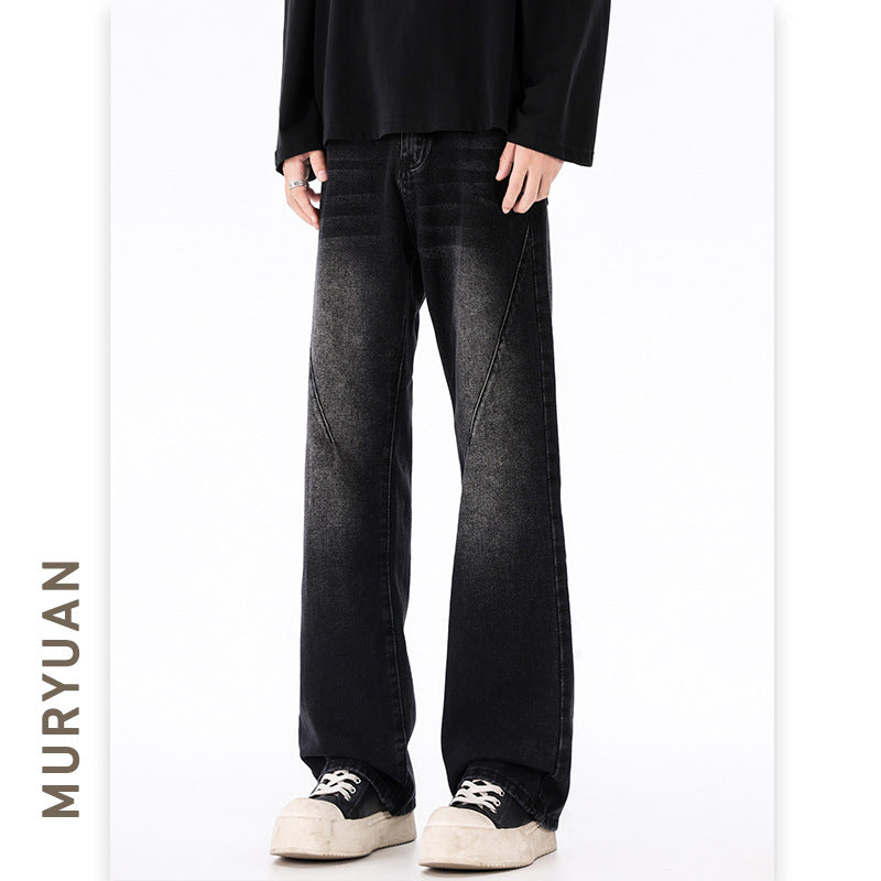Vibe Style Fold Design Jeans Men Slimming Loose Straight