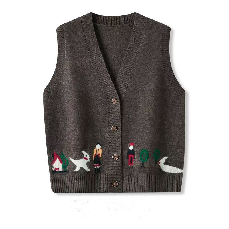 Loose Layered Knit Cardigan Vest Open Front Sweater Top for Women