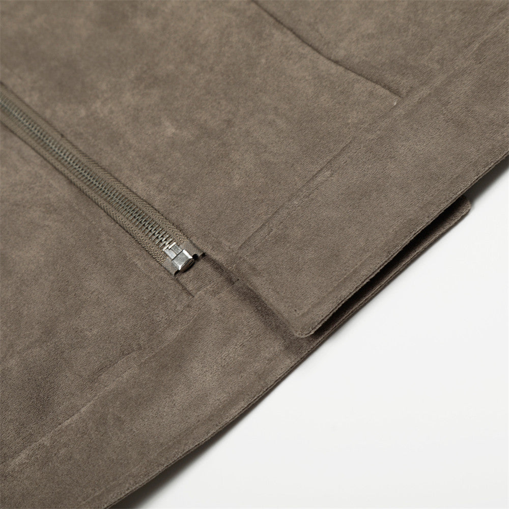 Slant zipper lapel jacket