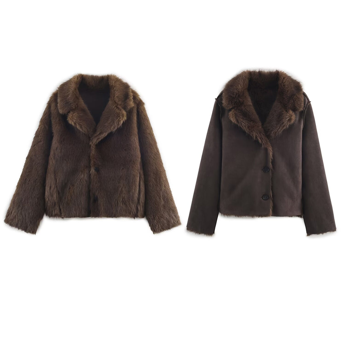 Double sided faux fur effect jacket jacket