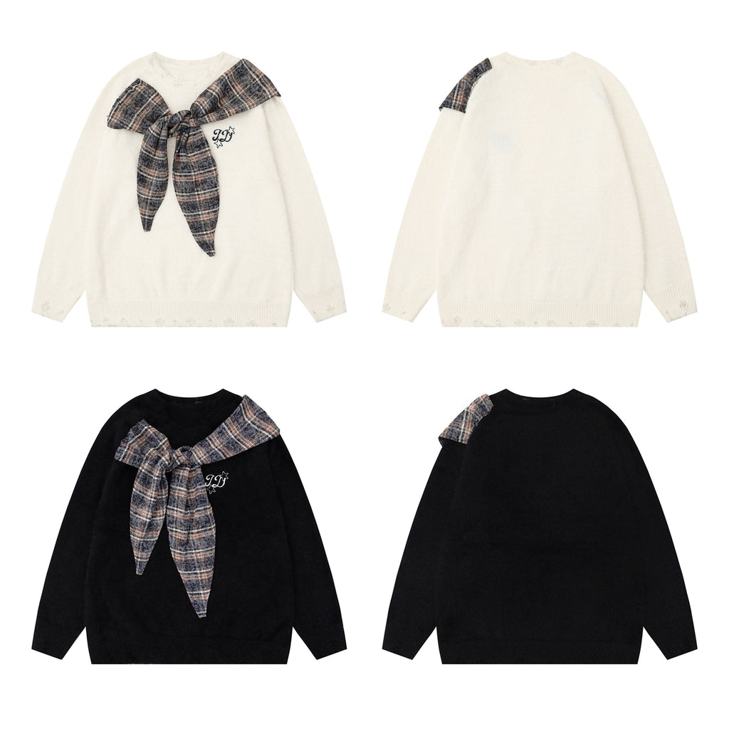 Shirt scarf spliced sweater