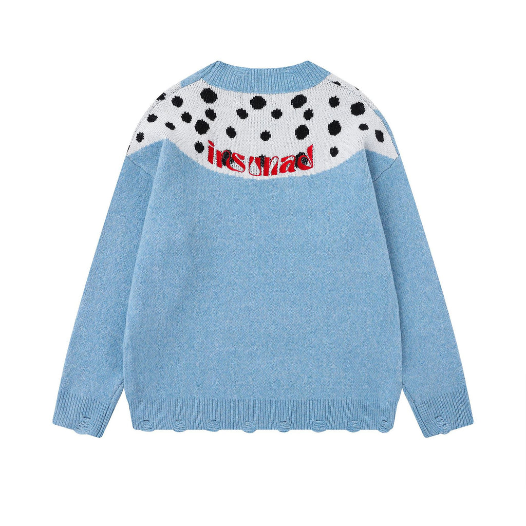 Embroidered puppy jacquard sweater