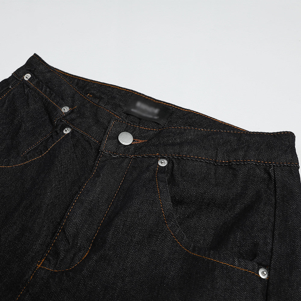 Original color jeans for men with loose and wide legs