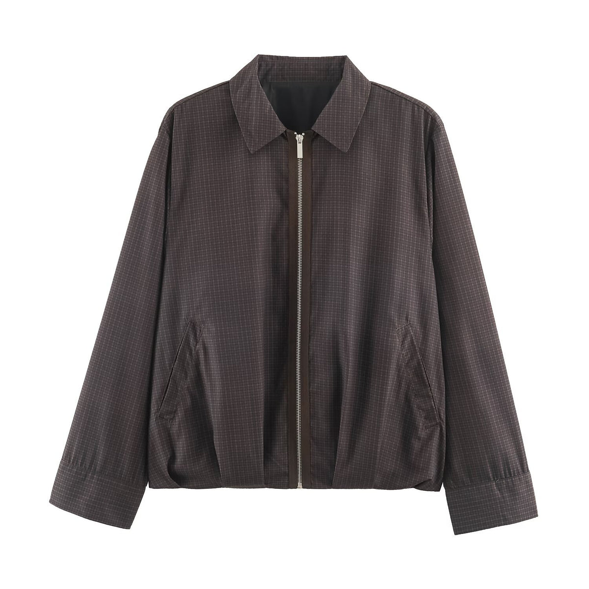 Flip collar puffy hem pilot jacket