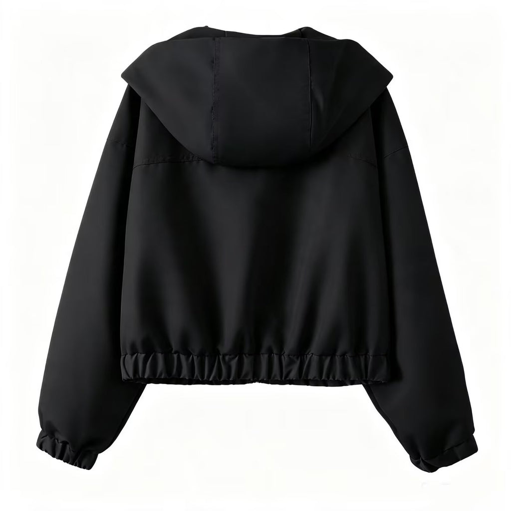 Minimalist hooded short jacket
