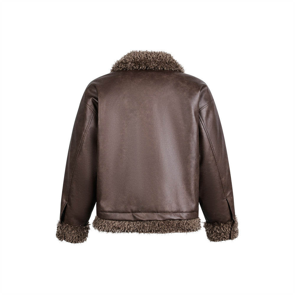 PU fur integrated jacket