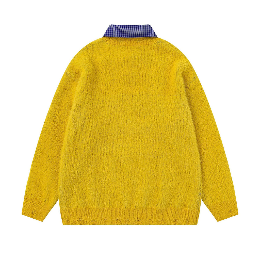 Detachable shirt collar sweater