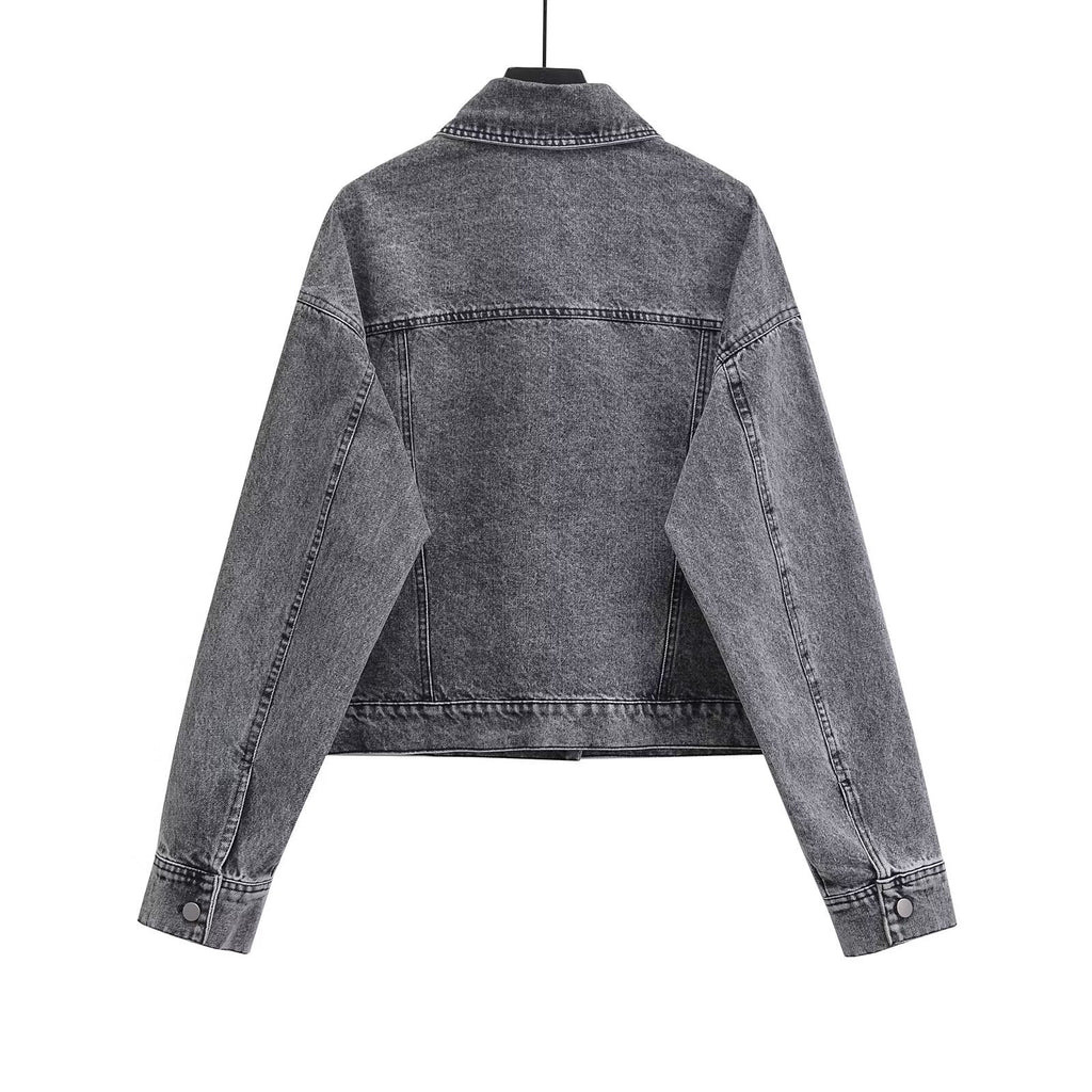 Riveted denim jacket jacket+half skirt set
