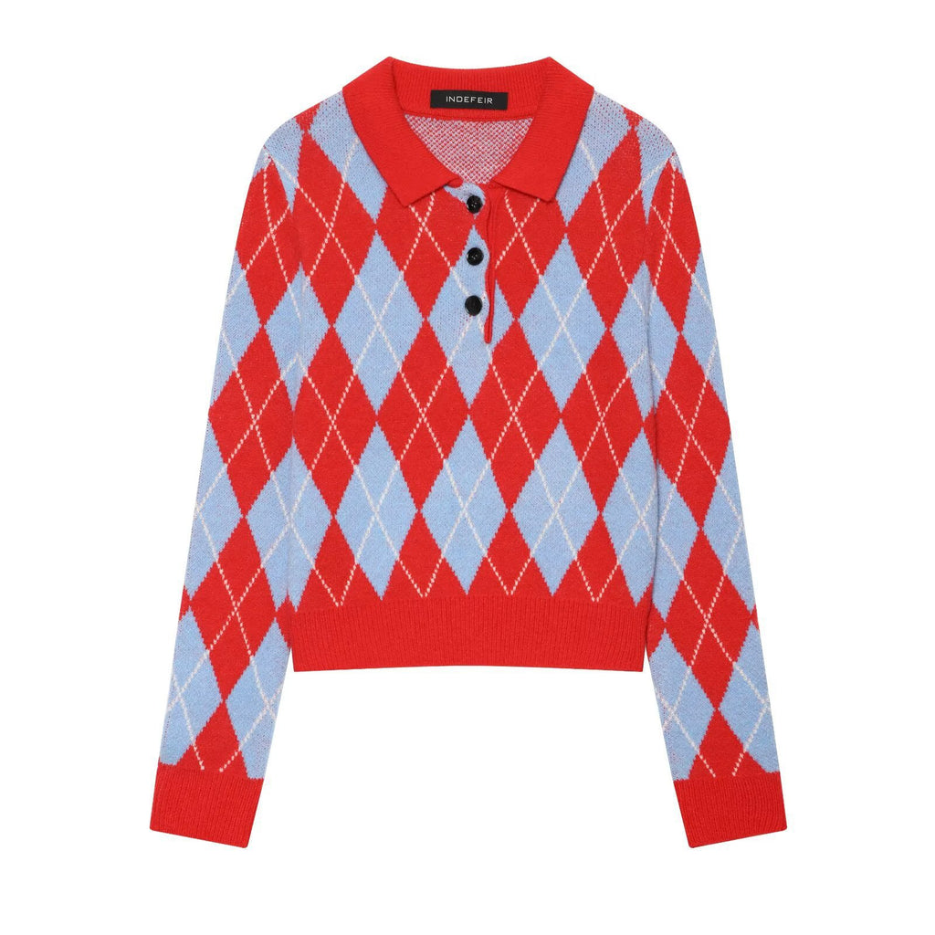 Diamond shaped polo shirt sweater