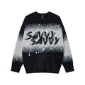 Waste soil color blocked embroidered sweater