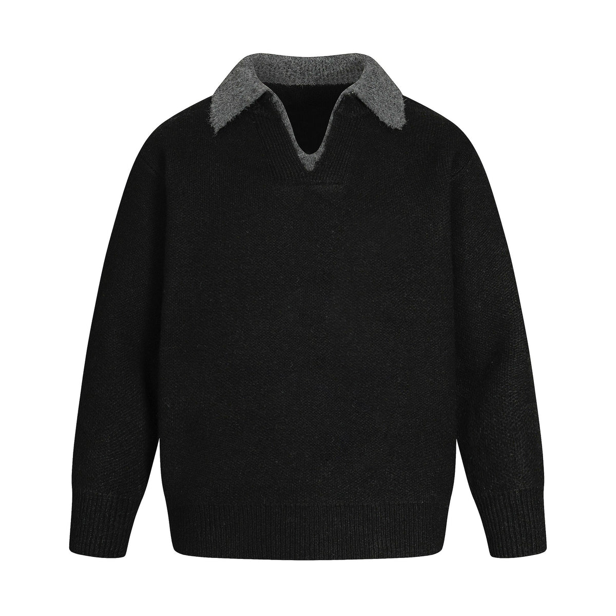 Casual Two-Piece Turn-Down Collar Commuter High-Quality Loose Knit Sweater