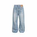 Light Blue Patchwork Knife-Edge Jeans for Men