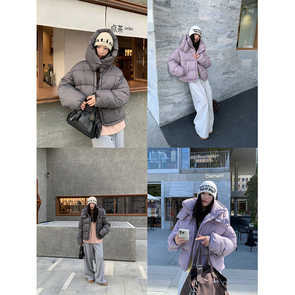 Hooded cotton jacket, women's bread jacket, warm jacket