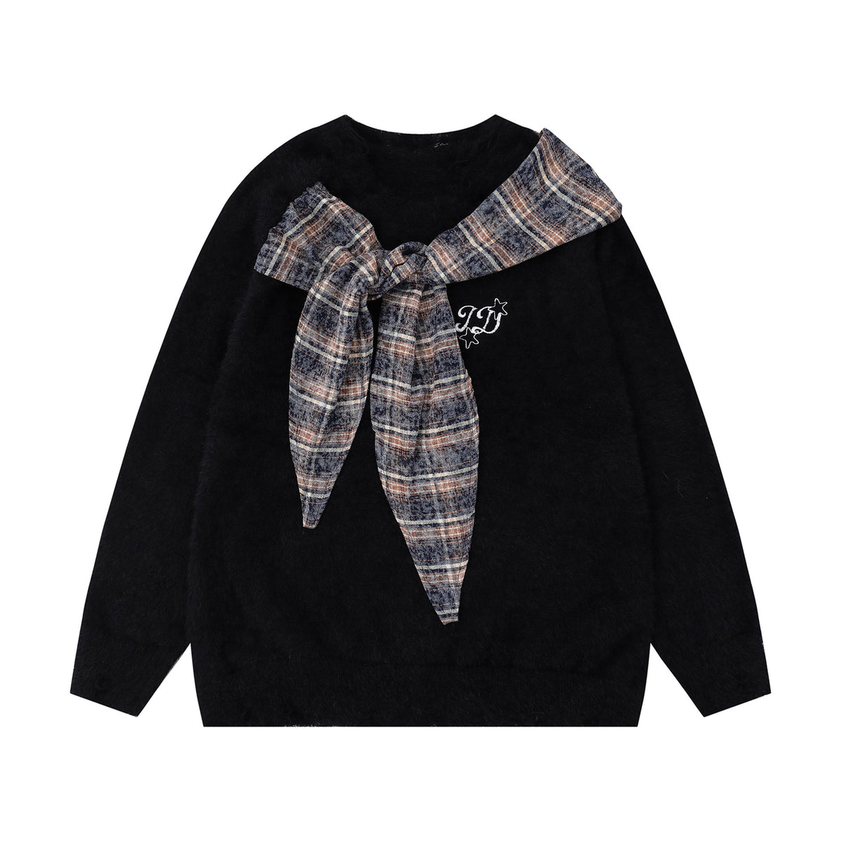 Shirt scarf spliced sweater