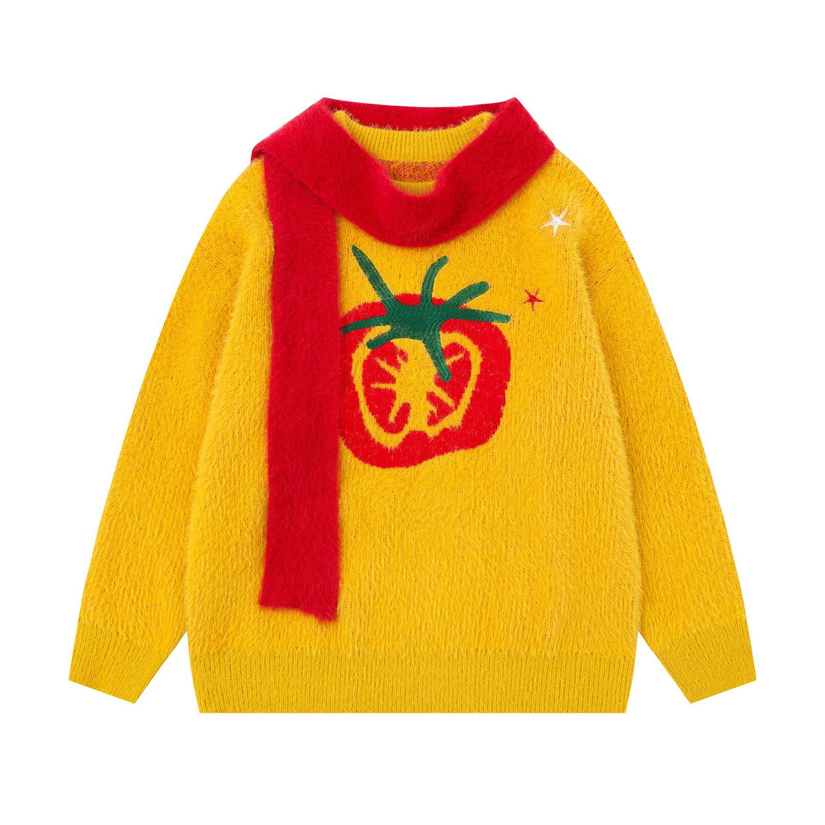 Tomato patterned jacquard sweater