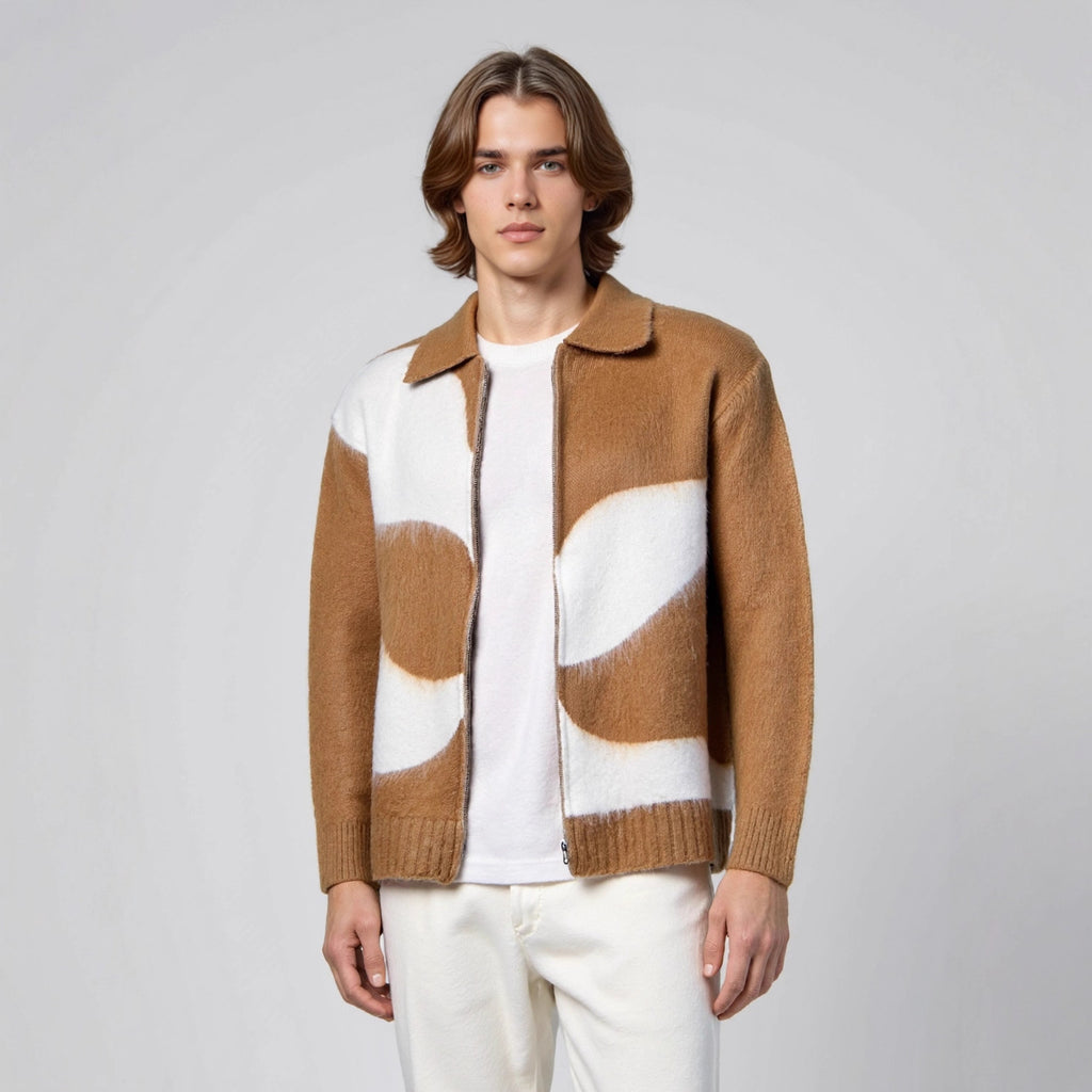 Color blocked zipper sweater