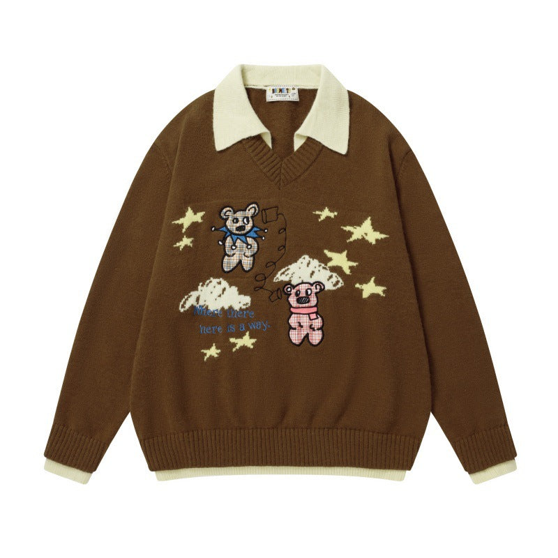 Cartoon collar knitted sweater