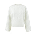 Women's  Cable Knit Long Sleeve Round Neck Pullover Sweater