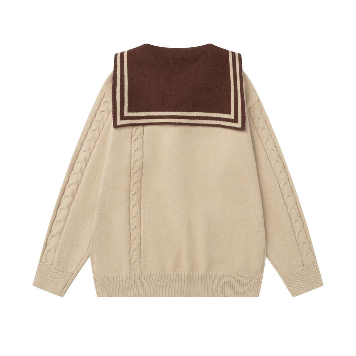 Striped large collar sweater