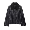 Street pilot jacket with fur collar jacket