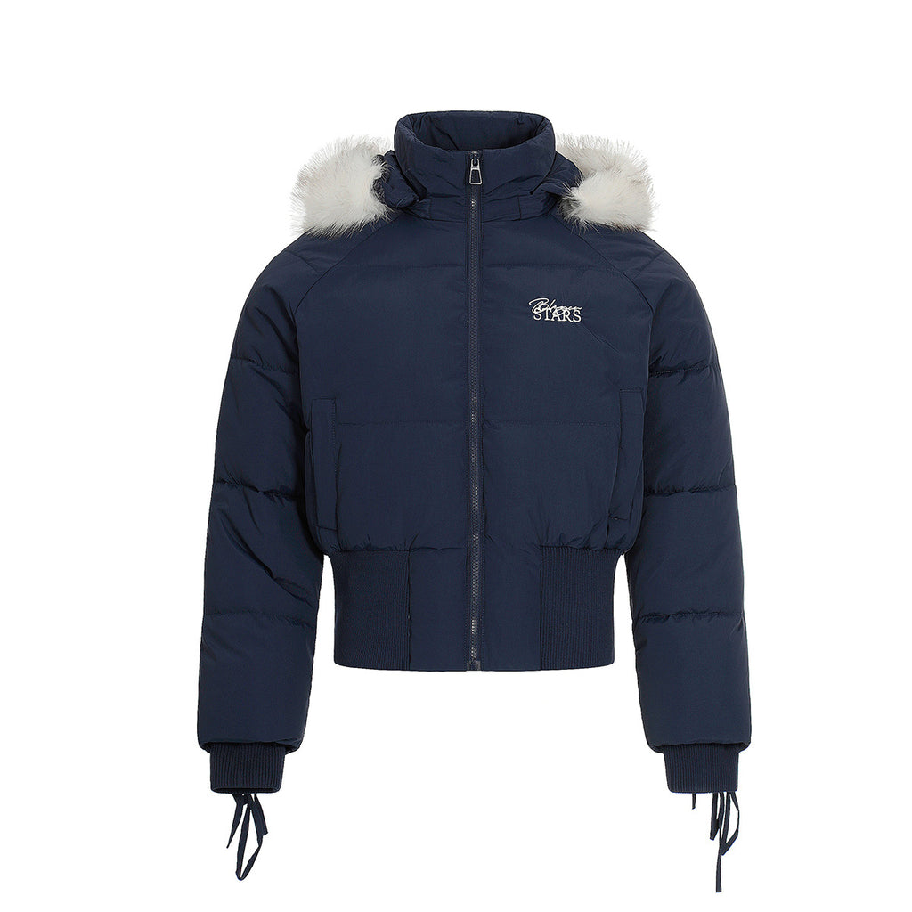 Wool collar jacket short cotton jacket