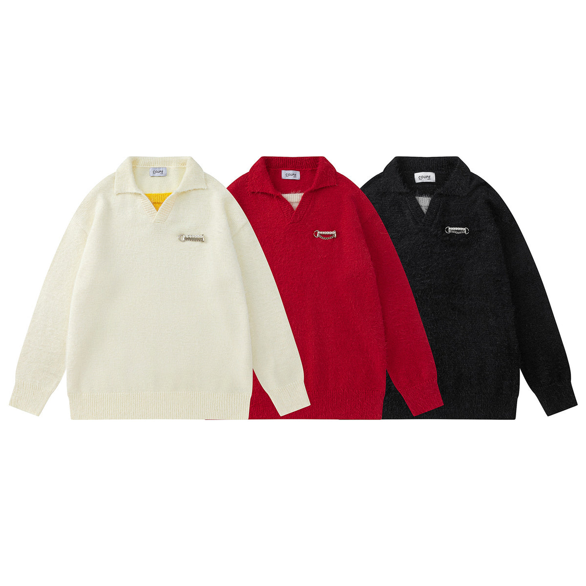 Simple collar design sweater