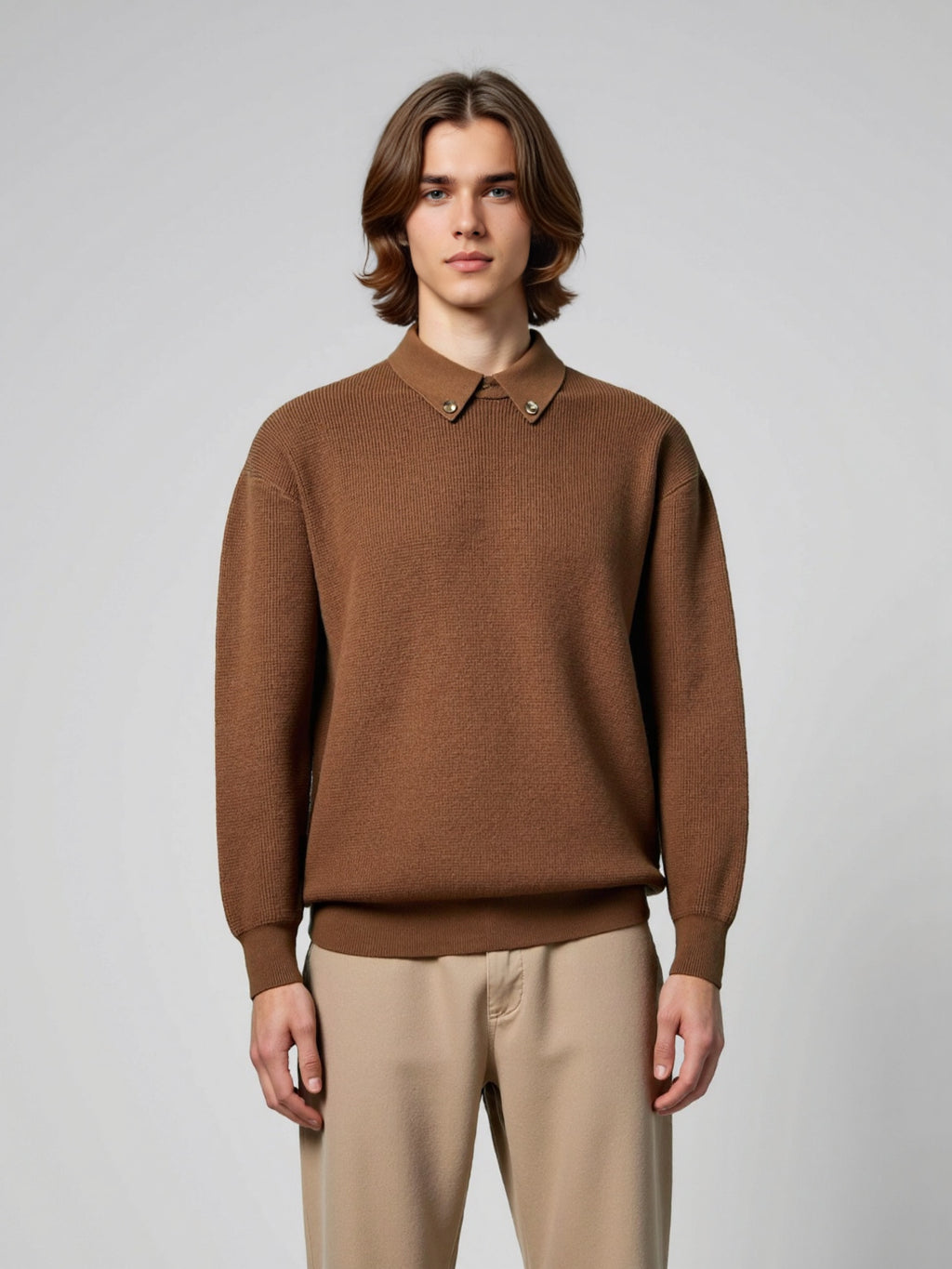 Collar long sleeved woolen man