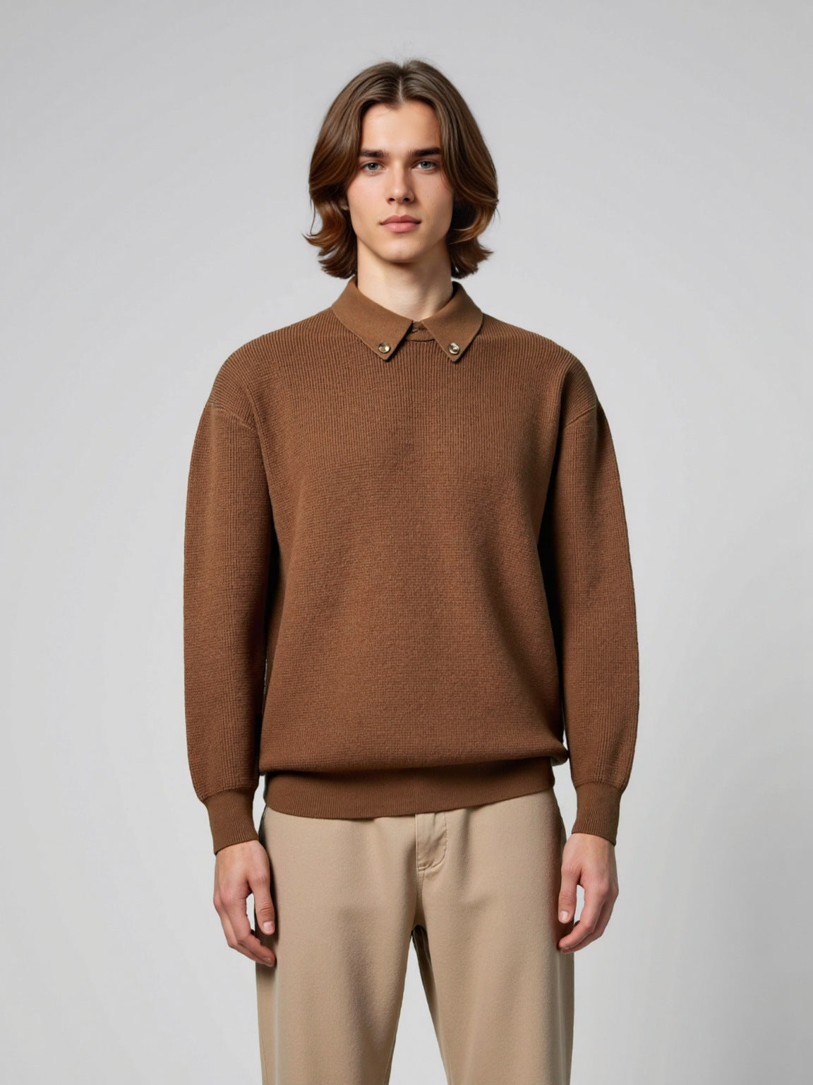 Collar long sleeved woolen man