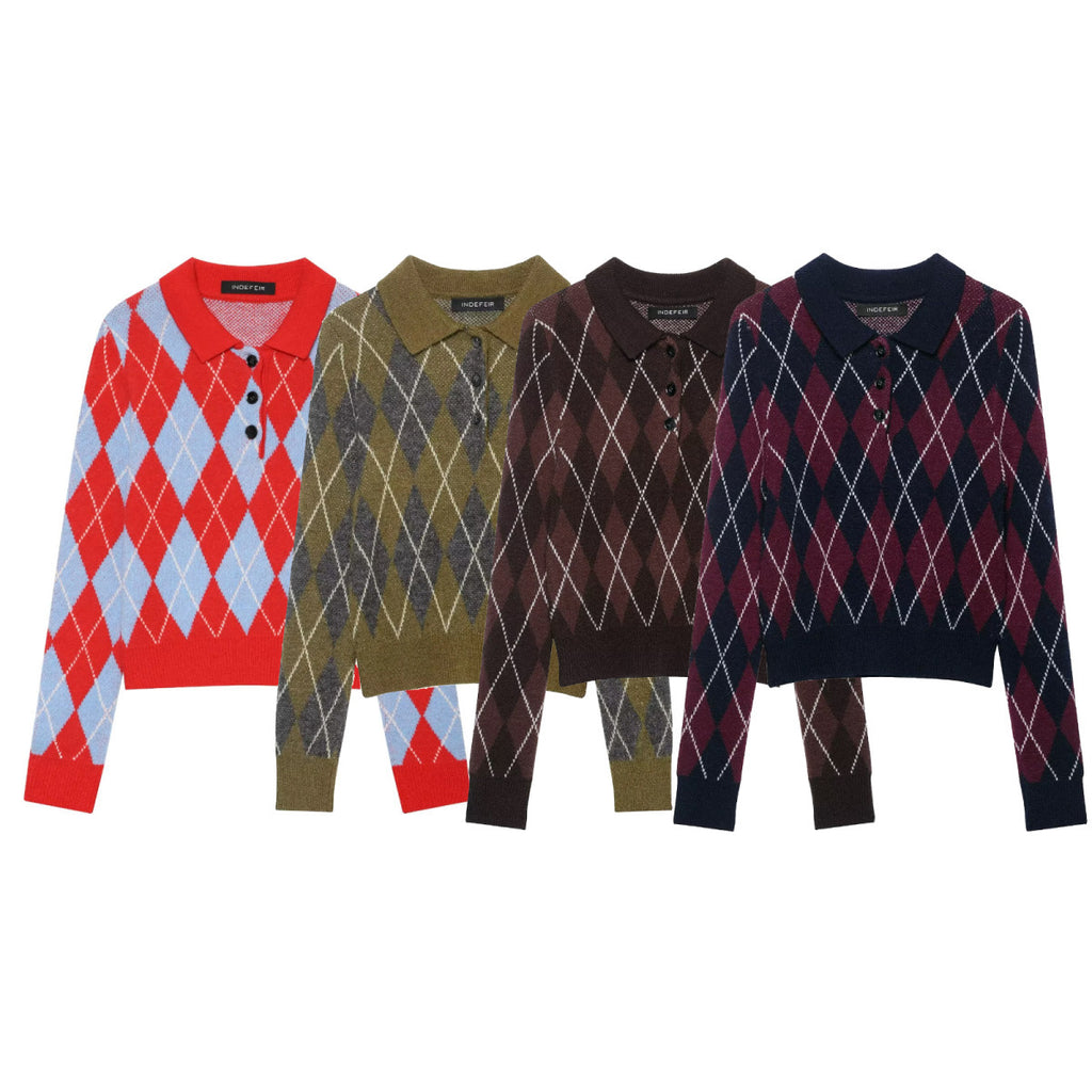 Diamond shaped polo shirt sweater