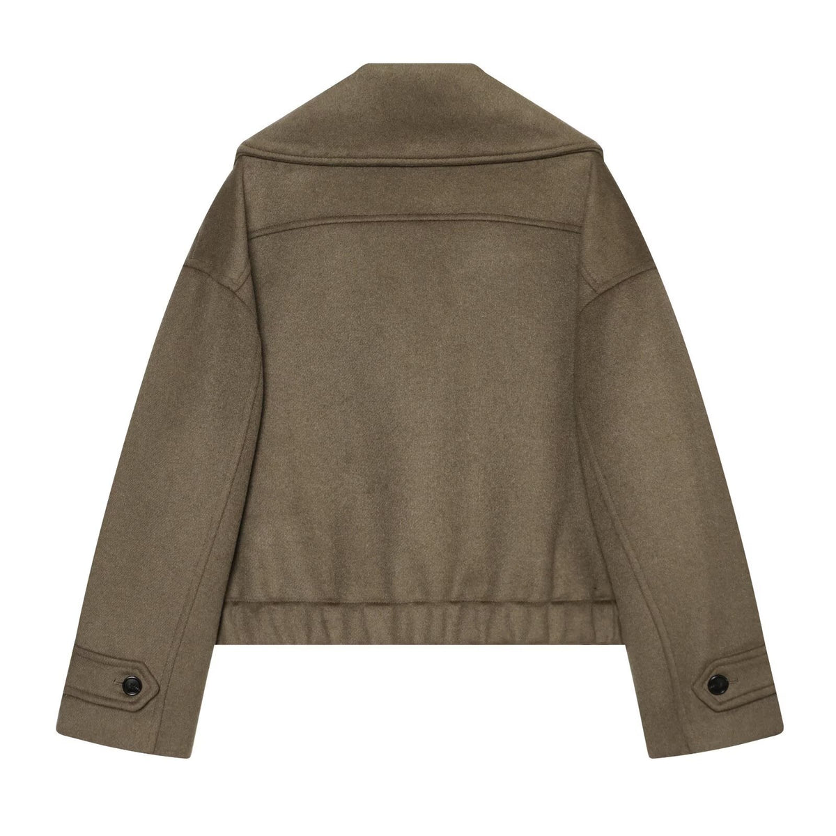Casual style lapel long sleeved straight tube short zipper jacket