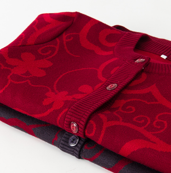 Round neck cardigan sweater