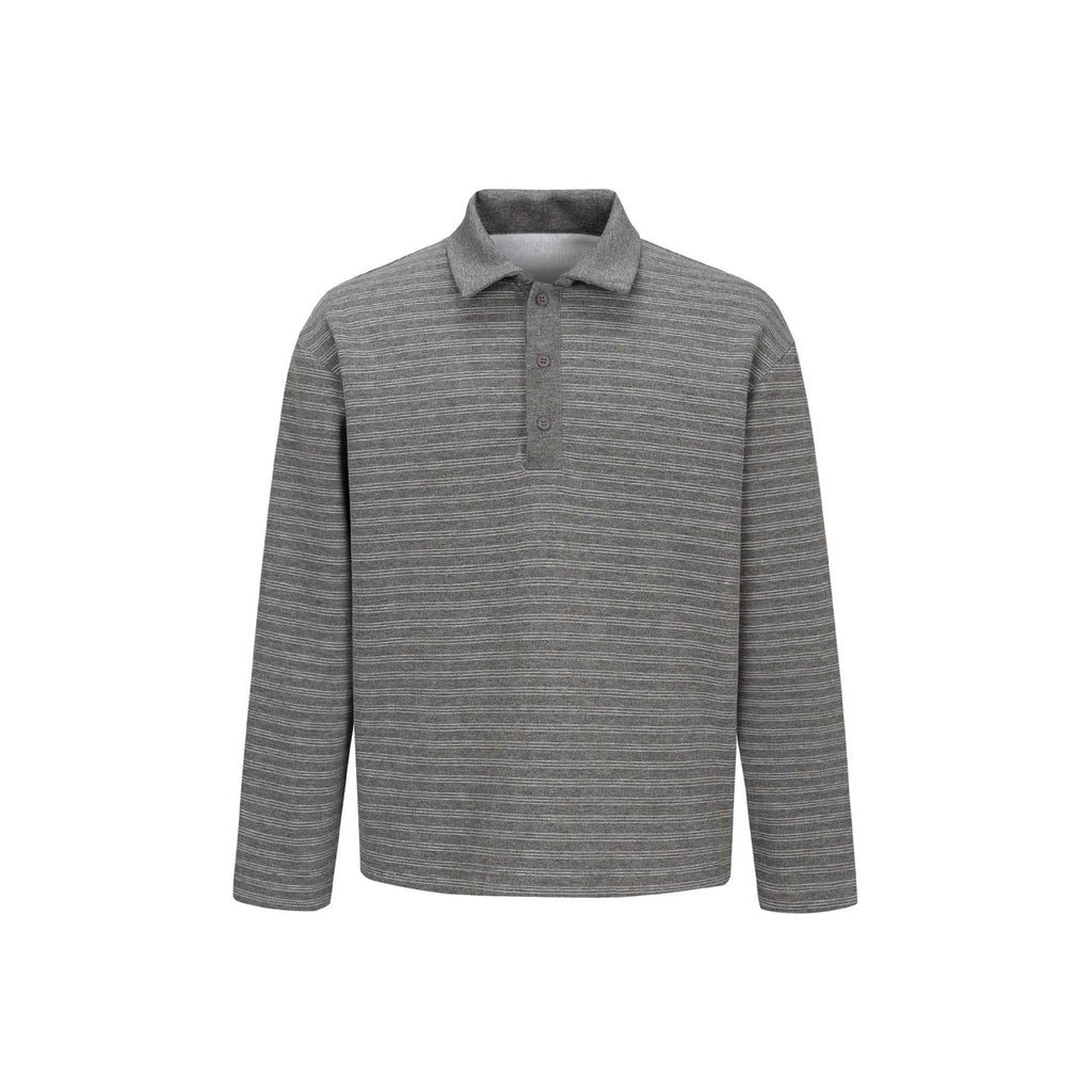 Button-Down Turn-Down Collar Long Sleeve Regular Fit Men's Casual Basic Vintage Polo Shirt