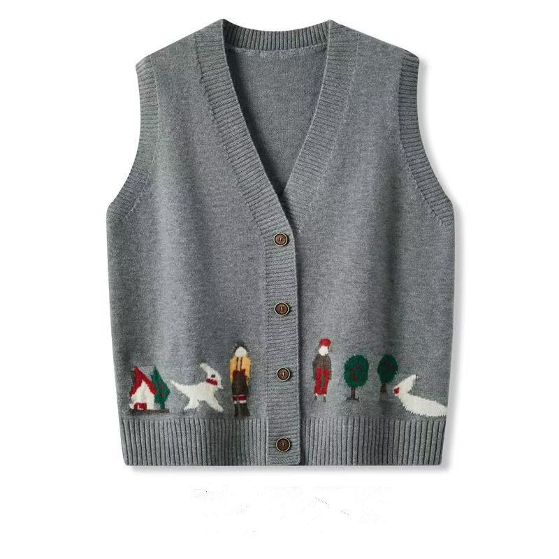 Loose Layered Knit Cardigan Vest Open Front Sweater Top for Women