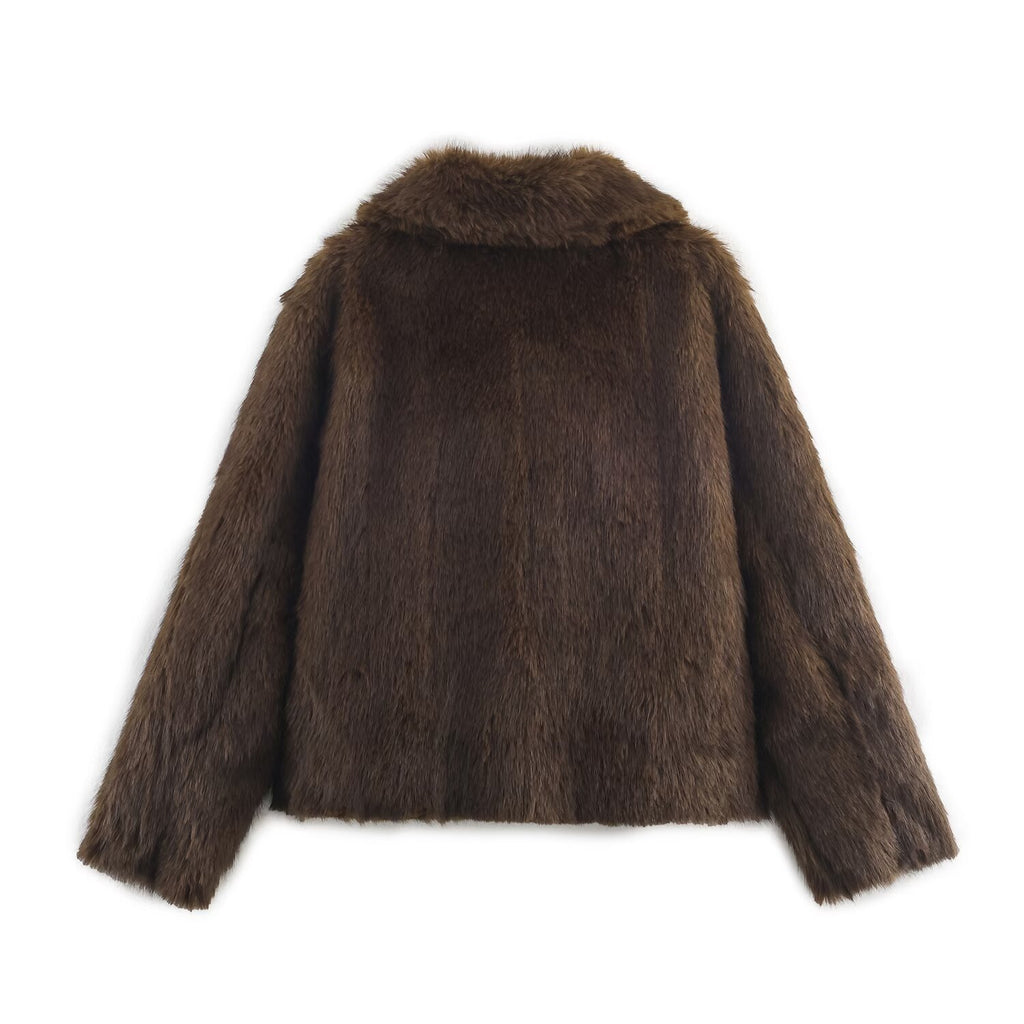 Double sided faux fur effect jacket jacket
