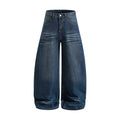 Retro Washed Denim Carrot Pants, Oversized