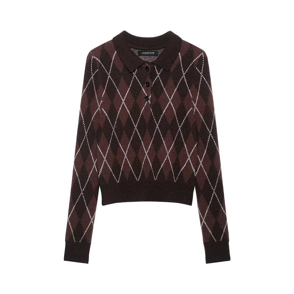 Diamond shaped polo shirt sweater