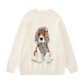 Dog jacquard headscarf sweater