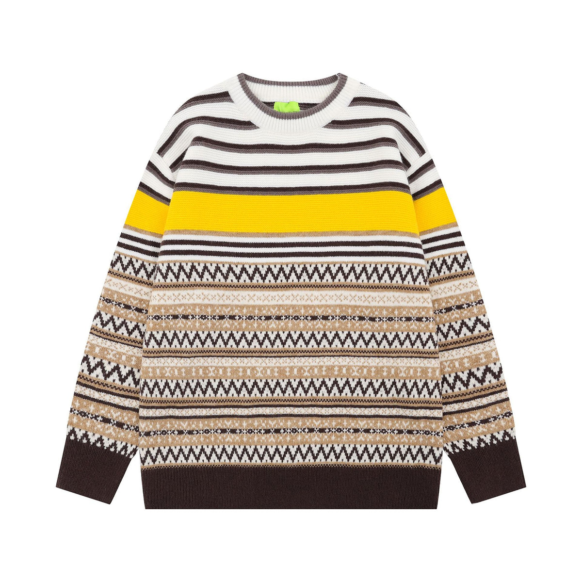 Round neck heavy industry embroidered sweater